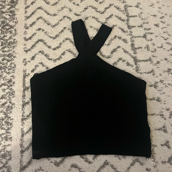 A&F Cross Neck Ribbed Halter Crop Top - XL - Picture 1 of 2